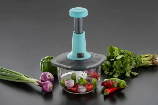 Manual Hand Operated 1500 ml litter Chopper Pump Action With Free 3 Blades Food Processor Portable Container And Easy To Clean Kitchen Gadget.